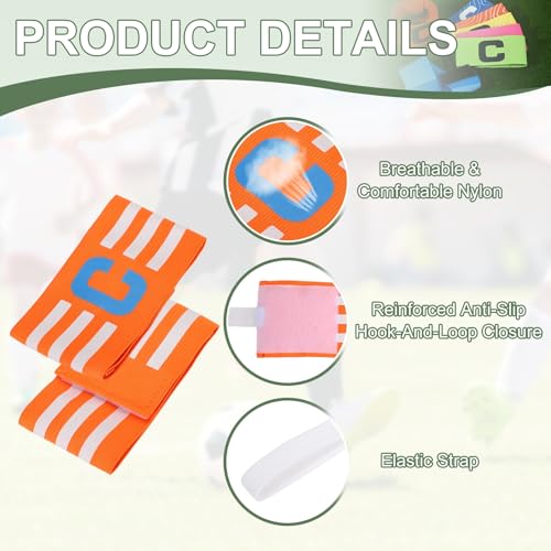 Captain Arm Bands for Soccer, Soccer Captain C Armband, Classic Striped Elastic Protective Arm Badge Player Bands - color: Orange/Yellow