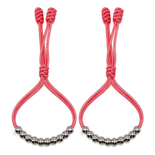 Pack of 2 Golf Glove Bead Stroke Counter, 10 Stainless Steel Beads Score Counter for Gloves, Stroke Count Resizable Easy to Adjust Golf Round Scoring Tracker Accessory - color: Coral Pink