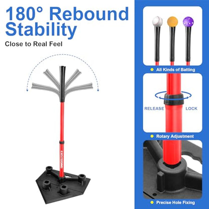 Heavy Duty Baseball and Softball Portable Travel Batting Tee.Adjustable 5-Position Baseball and Softball Batting Tee.Hitting Tee for Any Age Player Baseball - color: Red Five Position-2Tube