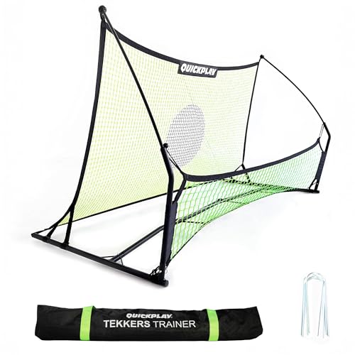 QuickPlay Tekkers Trainer 6.5x4ft Soccer Rebounder Net - Dual Net Soccer Trainer for Backyard Training - Portable Soccer Rebounder for Passing, First Touch & Control