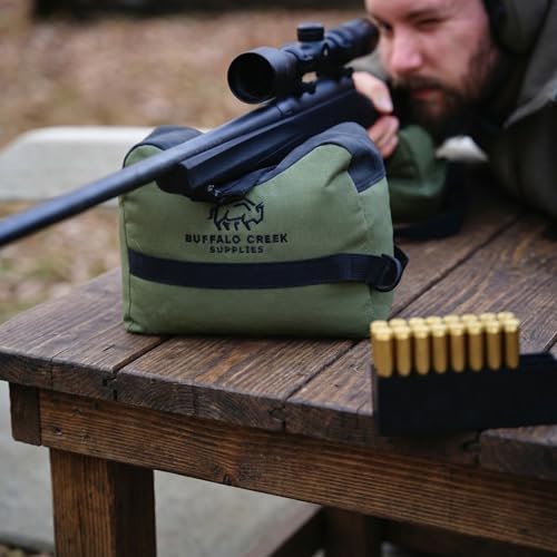 Buffalo Creek Supplies All Weather Durable Front and Rear Shooting Rest Bags, Rifle Rest Sand Bag for Bench Rest Shooting, Hunting, Target & Competitive Sports Shooting-Unfilled