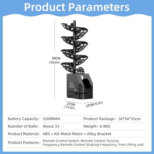 Pickleball Machine, Adjustable Speed & Angles, Pickleball Launcher with Auto Swing Base, Powered by Batteries/AC Power, for All-Level Training(with Remote Control) Upgradedversion
