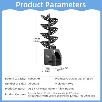 Pickleball Machine, Adjustable Speed & Angles, Pickleball Launcher with Auto Swing Base, Powered by Batteries/AC Power, for All-Level Training(with Remote Control) Upgradedversion