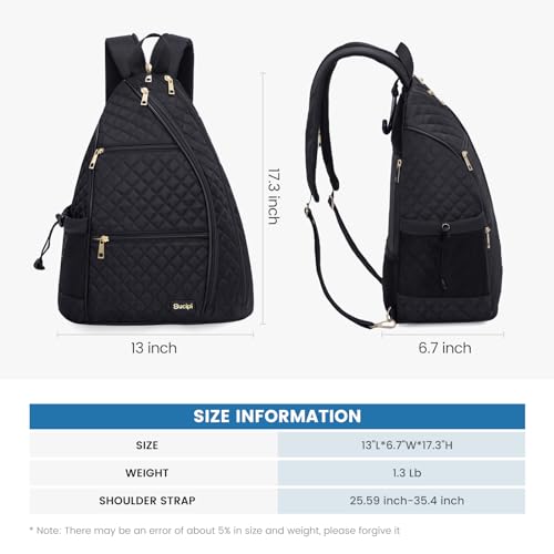 Women's Pickleball Backpack - Quilted Crossbody Sling Bag for Tennis & Pickleball Paddle - color: Navy Blue, size: Medium