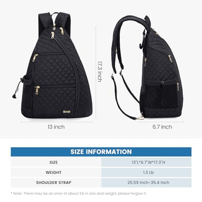 Women's Pickleball Backpack - Quilted Crossbody Sling Bag for Tennis & Pickleball Paddle - color: Navy Blue, size: Medium