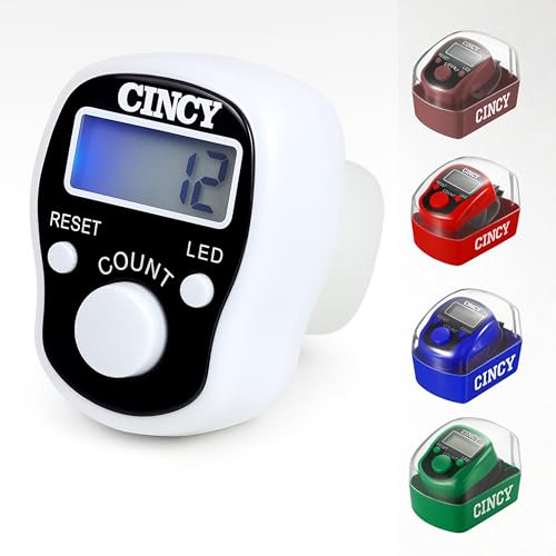 CINCY Clicker Counter with LED for Day & Night Use | Instant Reset, Accurate & Quiet, Long Battery Life | for People, Laps, Pitch, Golf, Baseball, Fish Counting, for Prayer, Everyday Prayer – 1 Pack - color: White