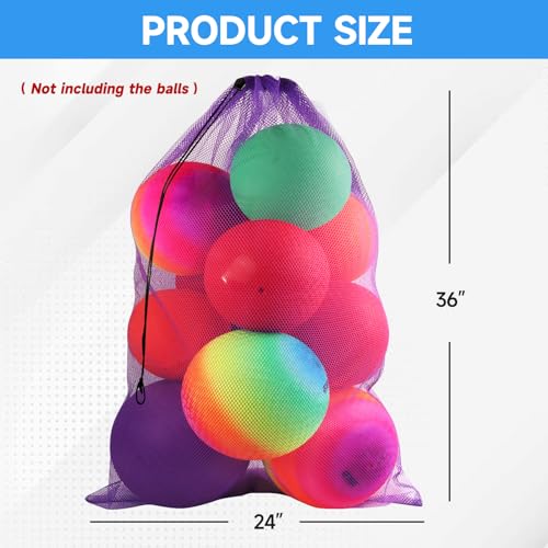 GSE Games & Sports Expert 24x36/30x40 X-Large Mesh Sports Equipment Drawstring Bag for Soccers, Basketballs, Footballs - color: Purple, style: 36"x24" - 1 Pack