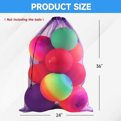 GSE Games & Sports Expert 24x36/30x40 X-Large Mesh Sports Equipment Drawstring Bag for Soccers, Basketballs, Footballs - color: Purple, style: 36"x24" - 1 Pack