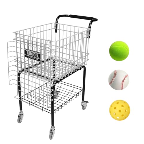 Training Ball Pickup Basket Holds 350 Balls Large Capacity Wheeled Tennis Ball Hopper for Tennis/Pickleball/Baseball/Softball