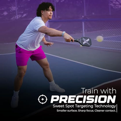 Sweet Spot Pickleball Training Paddle – T700 Carbon Fiber, 16mm Honeycomb Core, Extended Handle – Pickleball Trainer with Bonus Indoor Wall-Mounted Ball Trainer Attachment