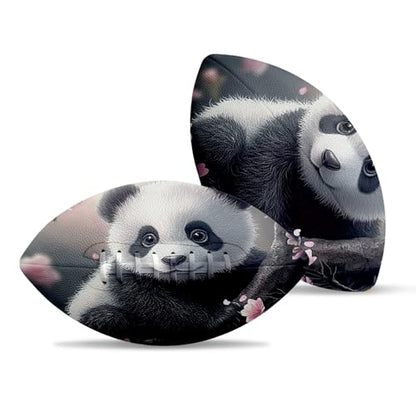 American Football, Official Size 11.9 x 7.3 Inch, Premium Composite Leather High-Grip Ball with Pro-Style Lacing, Unique Prints for Training, Games & Gifts - color: Panda Sakura