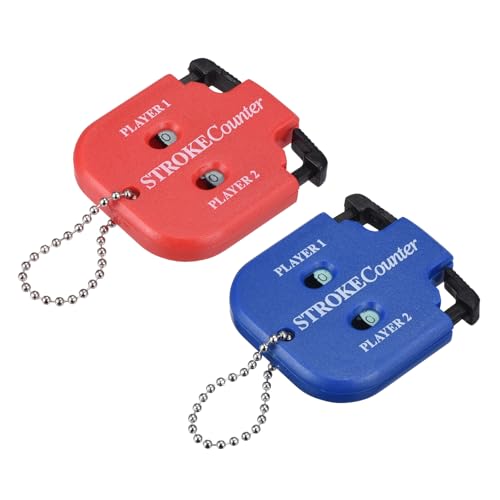 Golf Score Indicator, Stroke Counter Clicker Portable Handy Count Shot Keeper with Key Chain for Golfer Training - color: Red/Blue