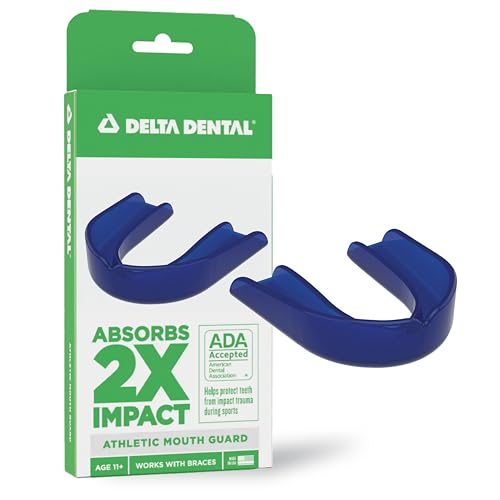 Delta Dental Sports Mouth Guard - ADA Accepted - 2X The Impact Absorption - Works with Braces - Youth Navy - color: Navy, size: Youth