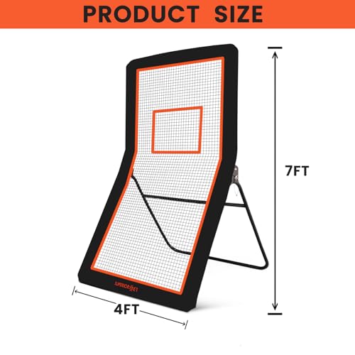 4x7FT Lacrosse Rebounder,Volleyball Training Equipment,Bouced Back Net in Different Angels with 2 Lacrosse Balls for Backyard Practice