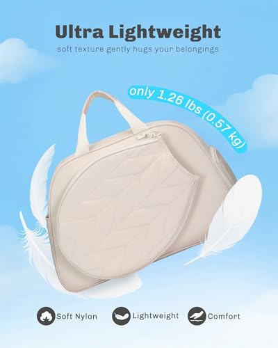 Hynes Eagle Pickleball Bag Tennis Gym Bag for Women Holds 2 Rackets with Shoe Compartment & Wet Pocket Sport Duffle Bag 17 inches Laptop Overnight Weekender - color: Beige