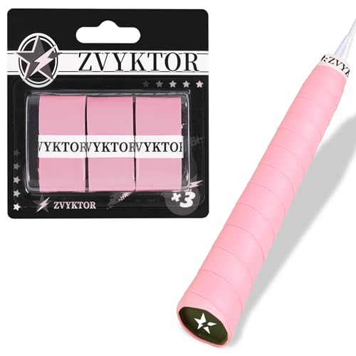 Tennis Racket Grip Tape, Ultra Thin Tacky Tennis Overgrip for Sweat Absorption & Control – Durable Anti-Slip Replacement Grip for Tennis, Badminton & Pickleball (3 Pack) - color: PINK
