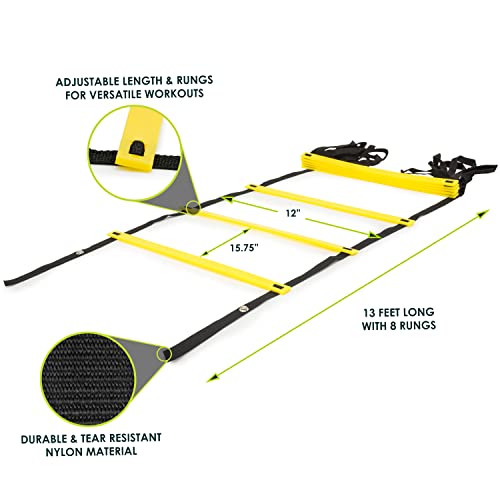 ProsourceFit Speed Agility Ladder 8, 12 and 20 Rung for Speed Training and Sports Agility Workouts with Free Carrying Bag - size: 8 rung