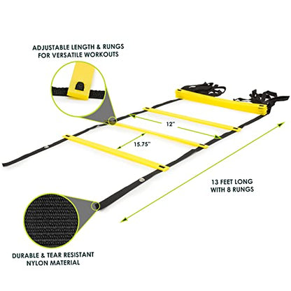 ProsourceFit Speed Agility Ladder 8, 12 and 20 Rung for Speed Training and Sports Agility Workouts with Free Carrying Bag - size: 8 rung