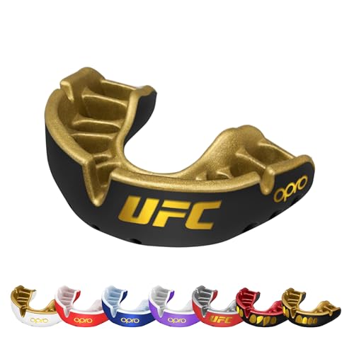 OPRO Gold Level UFC Moldable Mouth Guard with Case Premium Fit (Black/Gold) Adult & Kids Boxing Mouthguard for MMA, Easy Self-Fit Mouth Guard for Sports, Football & Hockey - Includes Case - color: Ufc - Black/Gold, size: Adult (Age 10+)