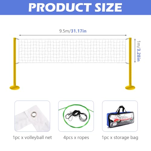 Professional Volleyball Net Outdoor,31.17x3.28ft Net, Canvas Edge Fitness Playground Volleyball Net