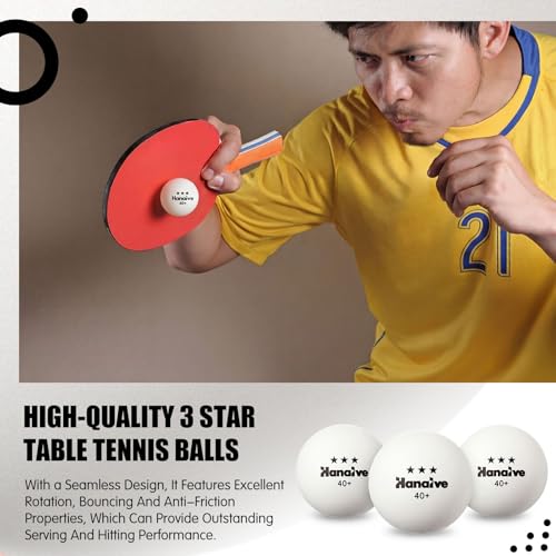 Hanaive 80 Pcs 3 Star Table Tennis Balls, 40+mm ABS Training Table Tennis Balls Bulk for Practice Competition and Recreational Play, Indoor and Outdoor Compatible - color: White