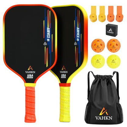 Pickleball Paddles |16MM Carbon Fiber Pickleball Paddle | High-Spin Textured Surface & Vibrant Gradient Edge | USAPA Approved Racket for Ultimate Power,Control & Precision - color: Yellow & Orange