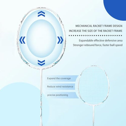 Badminton Rackets,Badminton Racket Set,Both Offensive and Defensive,Composite Carbon Ultra Light 82g Professional Training Racket,Including 2 Rackets,2 Shuttlecocks,and 1 Bag - color: 021-white