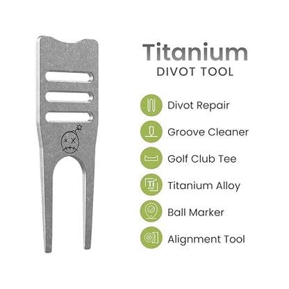 Fastfuse Titanium 4-in-1 Golf Divot Repair Tool & Ball Marker - Club Tee - Groove Cleaner - Putting Alignment Aid - color: Stone Washed
