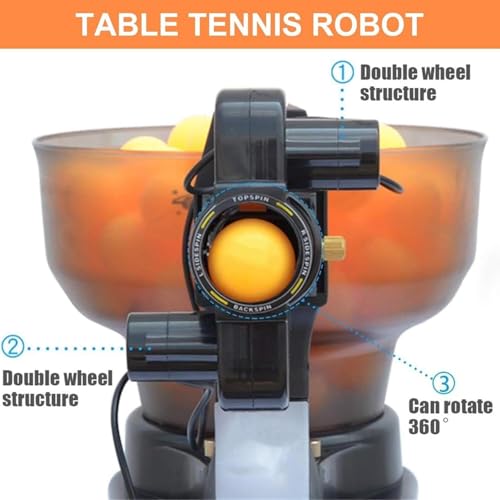 Ping Pong Robot Machine, Automatic Table Tennis Ball Serving Trainer, Adjustable Spin Frequency, Remote Control, for Home School Practice