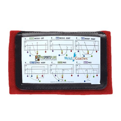 Football Play Wristbands - Youth Quarterback Gear - Wristband Playbook for Football and Softball Signs - color: Red