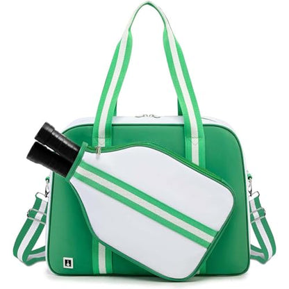 ROYALFAIR Pickleball Tote Bag for Women Men Large Capacity with Paddle Cover Pocket and Adjustable Shoulder strap - color: Green