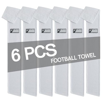6 Pcs White Thin Football Towels with Hook & Loop,Microfiber Football Twels Bulk,Clean Hands Sports Towel,Football Equipment Accessory - color: White