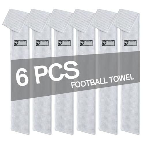 6 Pcs White Thin Football Towels with Hook & Loop,Microfiber Football Twels Bulk,Clean Hands Sports Towel,Football Equipment Accessory - color: White