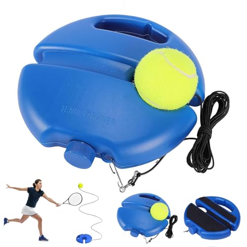 Tennis Trainer Rebound Ball Set- Solo Practice Tennis Training Equipment with Elastic Rope & Fillable Base | Portable Tenni-s Rebounder for Backyard, Park, Wall Drills | Ideal for Adults & Beginners - color: Blue, size: 1set