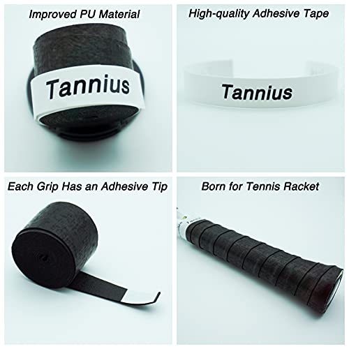 Tennis Racket Grip Tape, (6 or 9 Pack) Dry Feel Tennis Grips, Absorbent and Enhanced Tennis Racquet Overgrip - color: 9-Pack Black