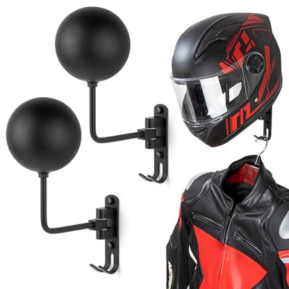PUERSI Helmet Holder Wall Mount - 2 Pack 180° Rotation Helmet Hanger for Motorcycle Bike Racing Outerwear Sports Gear Display Motorcycle Accessories - style: 2 Pack