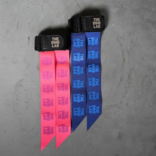 The Dime Lab Flag Football Set - Adjustable Flag Football Belts and Fabric Flags - With Velcro Straps - Blue & Pink - size: Kids