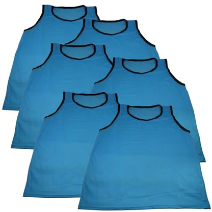 BlueDot Trading Adult & Youth Scrimmage Training Vests for Soccer, Basketball & More – Available in 1, 6, 12, 24 Packs - color: Light Blue, style: Youth 6 Pack