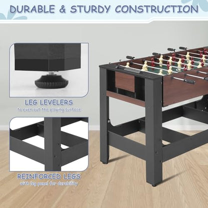 RAYKEEP 54" 4-in-1 Swivel Multi Game Table - Combo Game Table Set for Youth, Adults - Indoor and Outdoor Arcade Sports Table - Air Hockey, Billiards, Foosball, Ping Pong for Home, Game Room