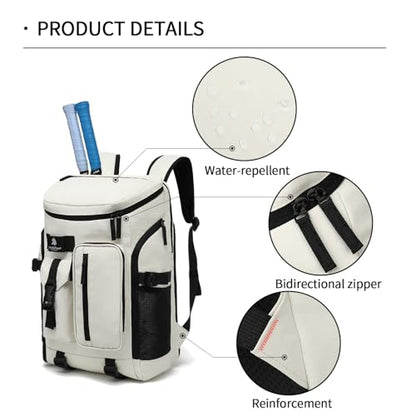 tennis mountain climbing travel backpack, independent shoe compartment for sports and fitness, waterproof 15.6-inch computer bag