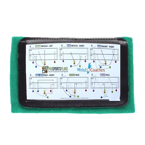 Football Play Wristbands - Youth Quarterback Gear - Wristband Playbook for Football and Softball Signs - color: Green