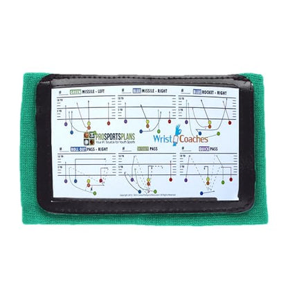 Football Play Wristbands - Youth Quarterback Gear - Wristband Playbook for Football and Softball Signs - color: Green