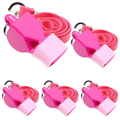 Junkin 5 Pack Pealess Referee Whistles with Lanyards, Loud Crisp Sound, Cushioned Mouthpiece for Coaches, Referees, Teachers, Lifeguards, Sports, Safety & Emergency Use