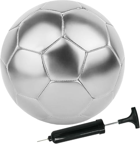 Soccer Ball Size 3 4 5 DIY Craft Boys Girls Adults Birthday Gift with Pump Needle Training Practice - color: Silver, style: Size 3
