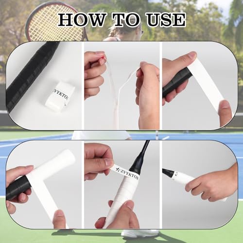 Tennis Racket Grip Tape, Ultra Thin Tacky Tennis Overgrip for Sweat Absorption & Control – Durable Anti-Slip Replacement Grip for Tennis, Badminton & Pickleball (3 Pack) - color: WHITE