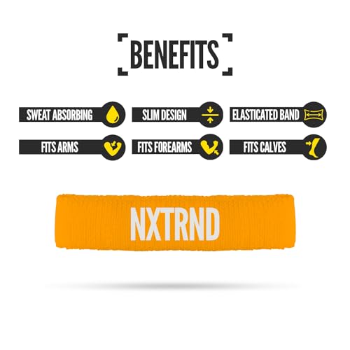 1 Pair Nxtrnd Bicep Bands, Sweat-Absorbent Arm Sweatbands, Football Accessory - color: Yellow