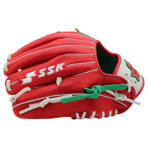 SSK Z5 Craftsman Infield Baseball Glove – 11.25” - 11.5” - 11.75” - 12” – Right & Left Hand Throw - color: Red/KellyGreen/White, size: 11.5" - Right Hand Throw