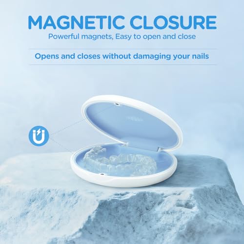 2 Pack Retainer Case Ultra-slim Aligner Case with Vent Holes Removable Inner Tray Silicone for Easy Cleaning(2Pack White Blue) - color: 2Pack White Blue