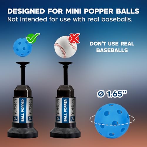 Ball Popper Baseball Training Equipment – Timing & Hitting Skill Development, Spring-Powered Pop Up Tee Batting Trainer for Practice Without a Pitcher (1 Popper Ball Included)