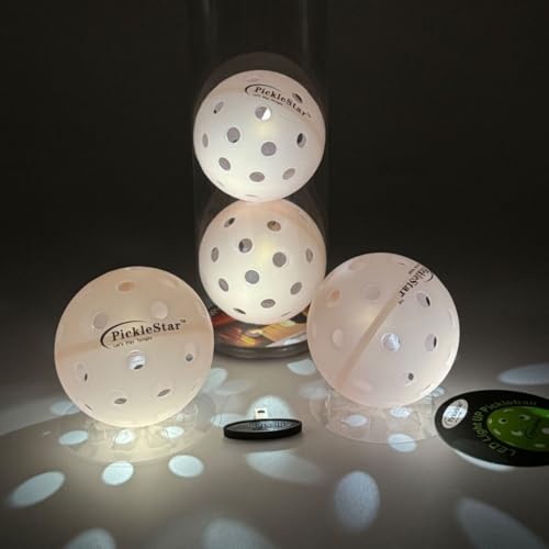 PickleStar Gen 2 Premium LED Pickleball Balls - Next-Generation Glow & Perfectly Balanced Bounce for Advanced Players, Robust and Reliable, 4 Pack with Long-Life Batteries - color: Soft Ivory